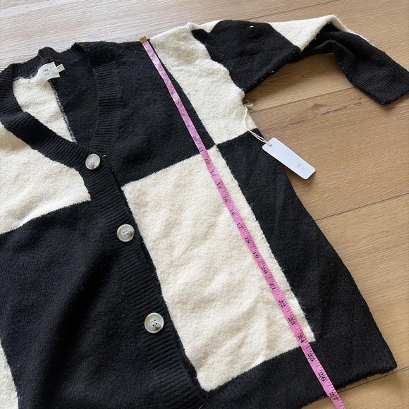 Anthropologie Luna Ivy Color Block Black Cream Cardigan Size Small - Picture 6 of 7